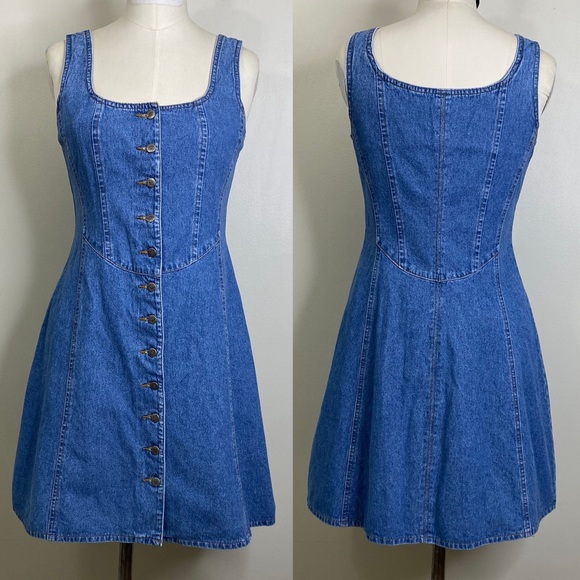 Squeeze Jeans Dresses & Skirts - SQUEEZE JEANS 100% Cotton Denim Button Up Corset Style Dress Size M
